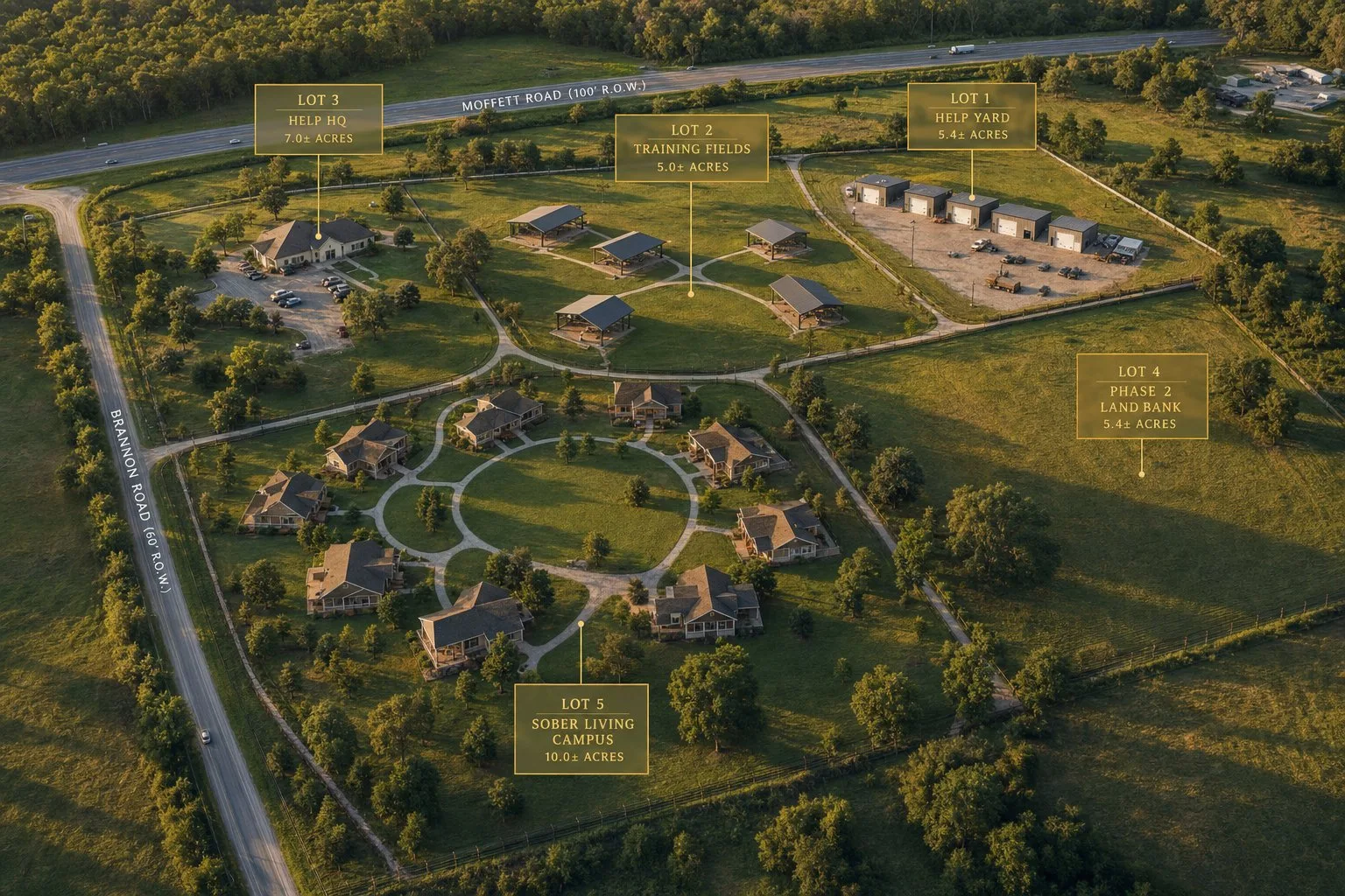 Aerial land-planning vision for The Crest at Big Creek Lake